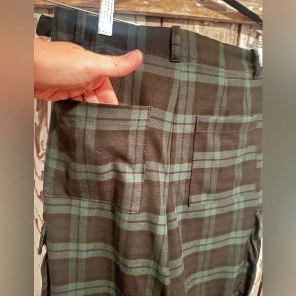 Free People Plaid Cropped Pants Green Size 4 - Picture 9 of 11